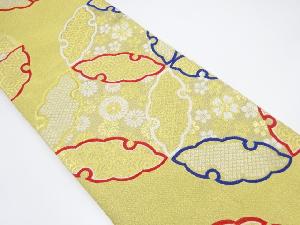 新品　雪輪に花七宝模様織り出し袋帯